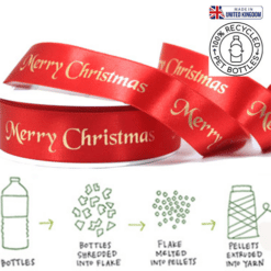 Eco-Friendly Double-Faced Merry Christmas Red Satin Ribbon