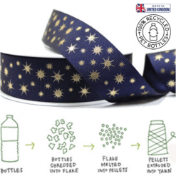 Eco-Friendly Grosgrain Navy Star Printed Ribbon