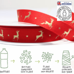 Eco-Friendly Grosgrain Red Reindeer Printed Ribbon