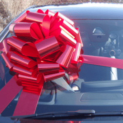 Red Giant Car Bow, Big Red Shiny Bonnet Bow 1