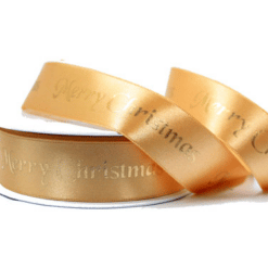 Alternative view of Eco-Friendly Double-Faced Merry Christmas Gold Satin Ribbon - 25mm x 20m