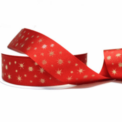 Eco-Friendly Grosgrain Red Star Printed Ribbon