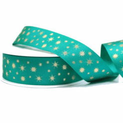 Alternative view of Eco-Friendly Grosgrain Green Star Printed Ribbon - 25mm x 20m