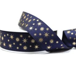 Alternative view of Eco-Friendly Grosgrain Navy Star Printed Ribbon - 25mm x 20m