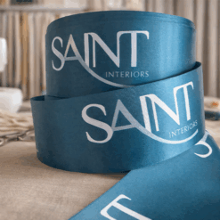 50MM WIDE BRANDED RIBBON FOR INTERIOR DESIGNERS, CURTAIN MAKERS, UPHOLSTERY COMPANIES BY PERSONALISED PRINTED RIBBONS