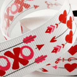 Cupid Arrow & Love Hearts Grosgrain Ribbon
