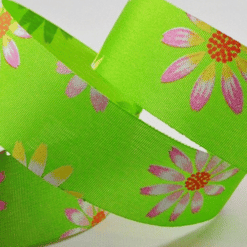 Flower Printed Green Ribbon