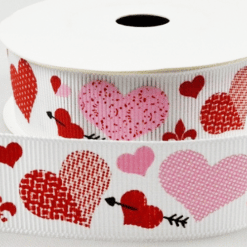 Love Hearts and Cupid Arrow Grosgrain Ribbon