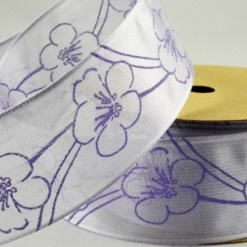Velvet Flower Printed Sheer Ribbon