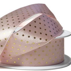 Rose Gold With Gold Polka Dot Satin Ribbon