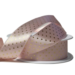 Rose Gold With Gold Polka Dot Satin Ribbon