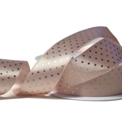 Rose Gold With Gold Polka Dot Satin Ribbon