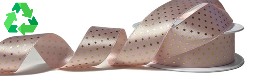 Rose Gold With Gold Polka Dot Satin Ribbon