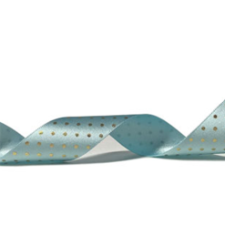 Sky Blue With Gold Polka Dot Satin Ribbon