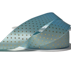 Sky Blue With Gold Polka Dot Satin Ribbon