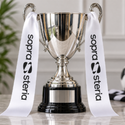 Visual White Ribbon Black Print Trophy Ribbons