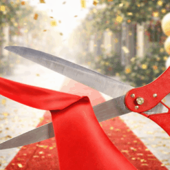 Extra Big Scissors and Wide Ribbon For Ribbon Cutting Grand Opening Events