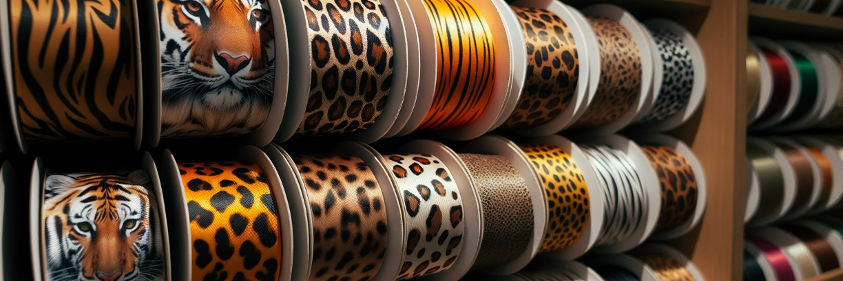 Animal Printed Ribbons On The Shelf