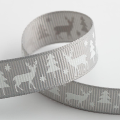 Christmas Tree & Stag Grosgrain Ribbon