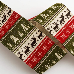 Scandinavian Christmas Print Wired Edge Ribbon
