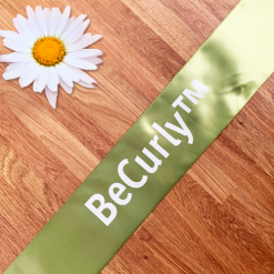 Logo Printed Onto A Pastel Green Ribbon