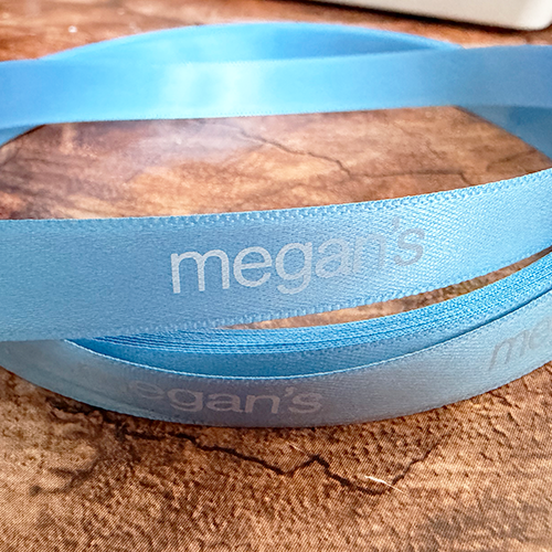 Baby Blue Ribbon With White Print
