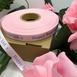 Logo Printed Pastel Pink Ribbon