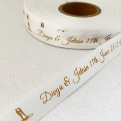 Logo Printed On An Off White Ribbon