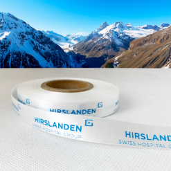 Bridal White Ribbon Turquoise Printed Logo