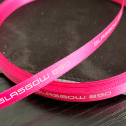 Bright Pink Ribbon With White Print For Glasgow 850