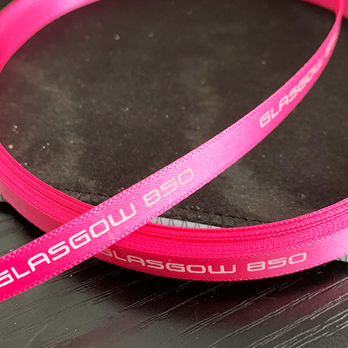 Bright Pink Ribbon With White Print For Glasgow 850