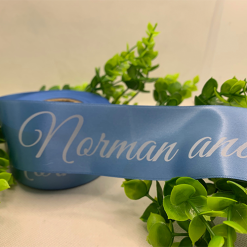 Logo Printed Cornflower Blue Ribbon