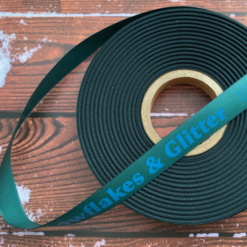 Dark Green Ribbon Turquoise Print