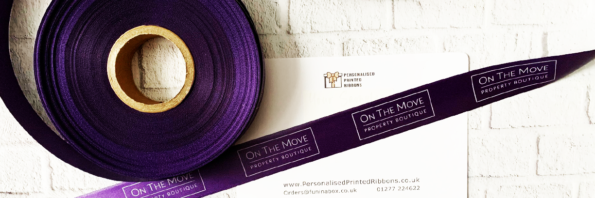 Dark Purple Ribbons Printed With Logos