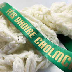 Logo Printed Onto An Emerald Green Ribbon