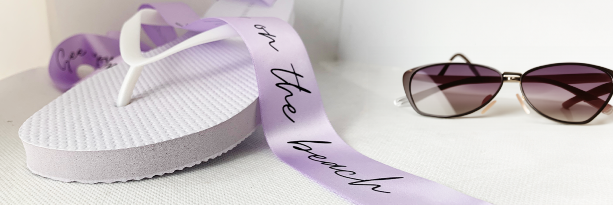 Print Logos On Lilac Mauve Satin Ribbon