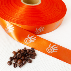 Orange Ribbon Silver Print For A Coffee Shop