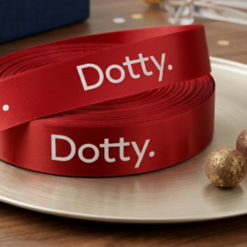 Red Ribbon With White Print By Personalised Printed Ribbons