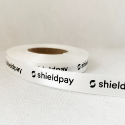 Logo Printed Onto A White Ribbon
