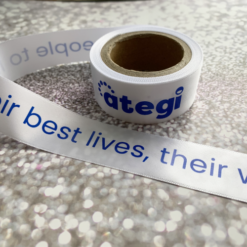 White Ribbon Blue Logo Print