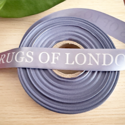 pewter Grey White Logo Printed Ribbon Next Day Delivery