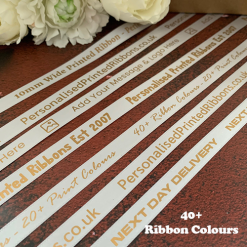 Add Text & Simple Logos To 10mm Wide Ribbons For Gift Wrapping 40 Ribbon Colours