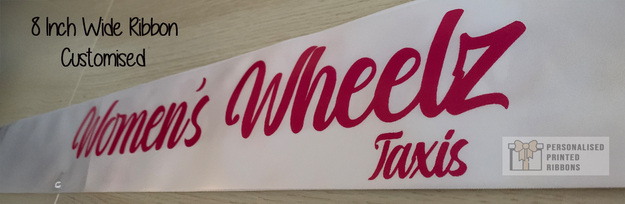 8 Inch Wide Ribbon Branded For Grand Openings by Personalised Printed Ribbons Company Near London Next Day Delivery