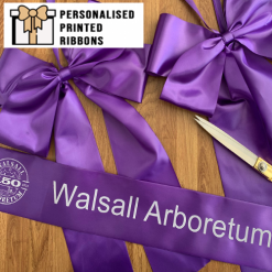 Grand Opening Branded Ribbon + 2 Matching Ribbon Bows + Big Scissors