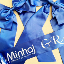 Royal Blue Dows with Printed Ribbon for a Grand Opening