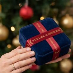 Logo Printed Onto A Cherry Red Ribbon
