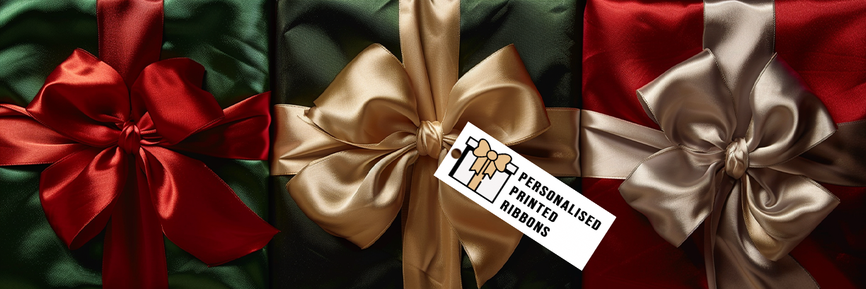 Christmas Ribbons & Bows - Custom Printed Personalised Bespoke Next Day UK Delivery
