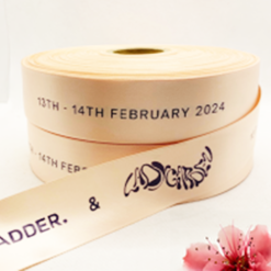 Peach Ribbon Printed With Logos
