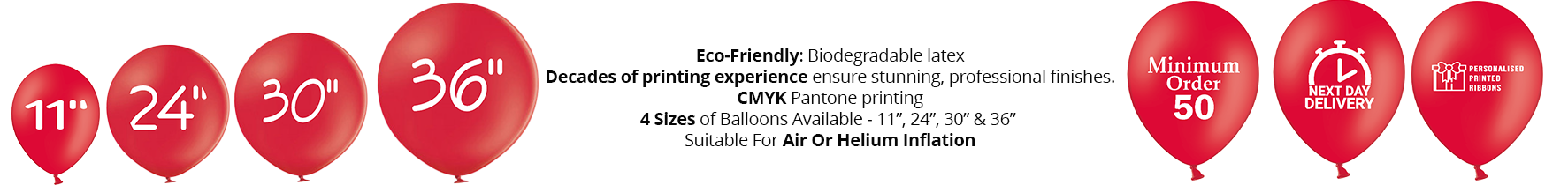 Red Latex Balloons Printed With Custom Printed Logos For Promotions Next Day Delivery Low Minimum Order