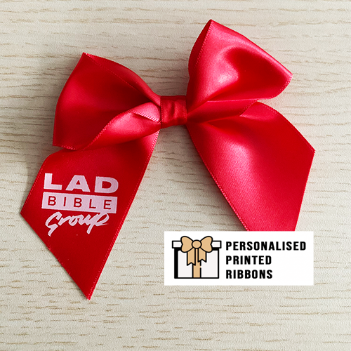 Custom Printed Gift Bows by Personalised Printed Ribbons Next Day Delivery